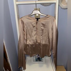 Forever 21 Satin Blouse in Champagne